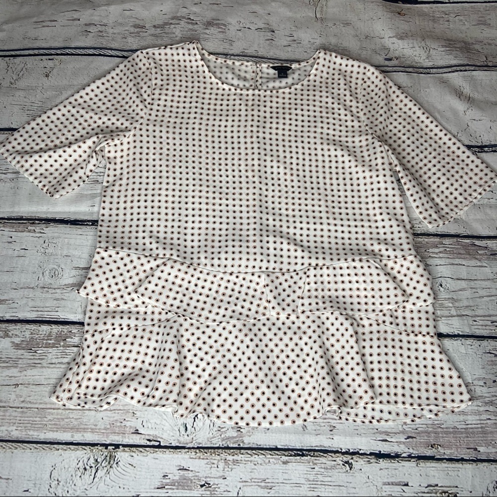 Ann Taylor Daisy Tiered Ruffle Hem Blouse Size S
